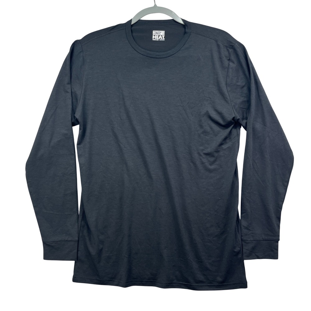 32 Degrees Heat Long Sleeve T-Shirt Mens M Black Base‎ Layer Stretch Lightweight